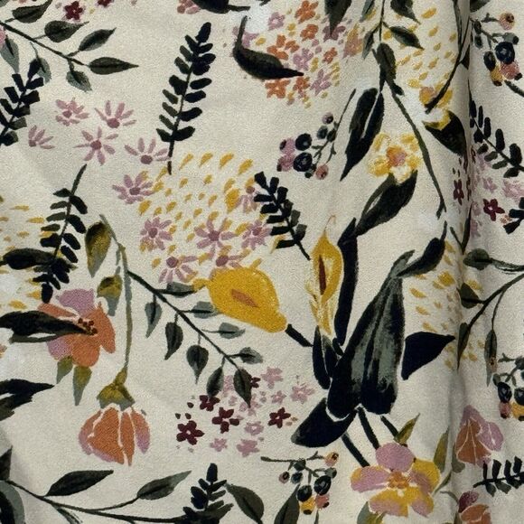 Ava & Viv Blouse Womens 3X Top Beige Green Gold Floral Button Back Autumn - Picture 6 of 14